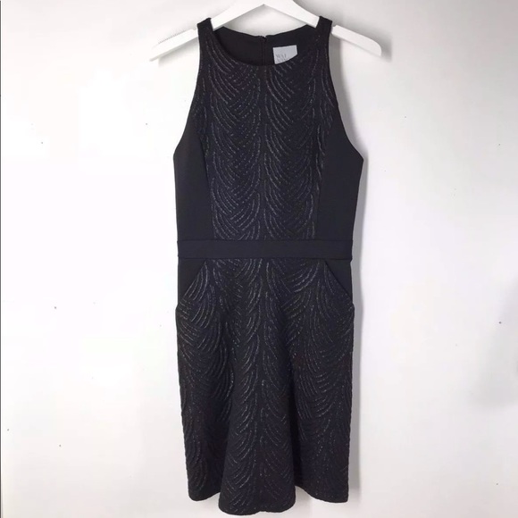 WAI MING BLACK  PANEL DRESS EMBOSSED Cable Size 6 - Picture 2 of 7